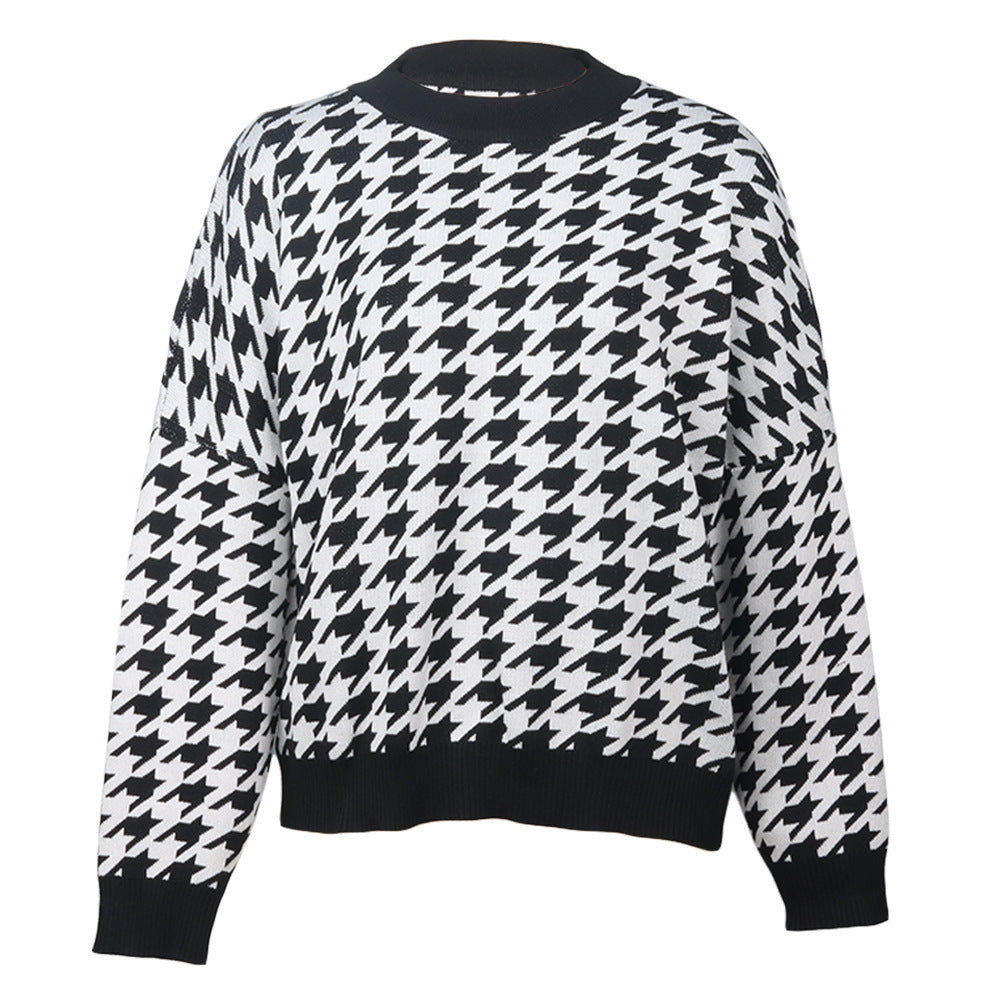 Damen Oversized Pullover mit klassischem Karodesign und weichem Baumwollmaterial Drune