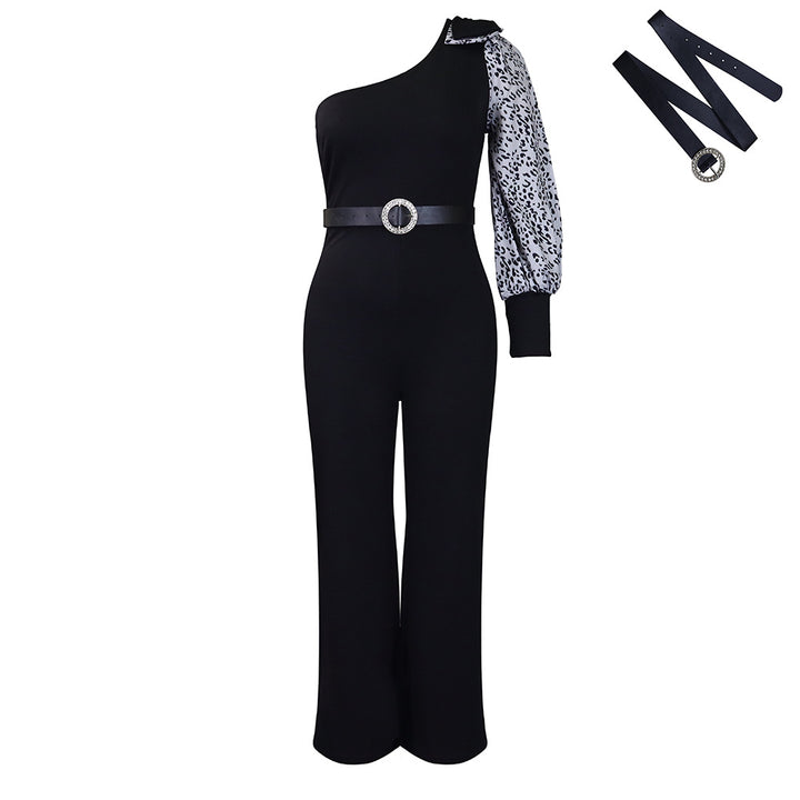 Damen Jumpsuit mit asymmetrischem Design und eleganten Puffärmeln Drune