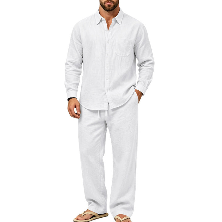Herren legeres Leinen-Hemd mit weiter Lounge-Hose Drune