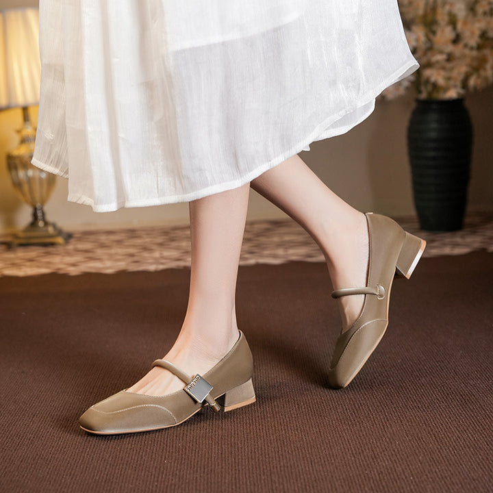 Dame Quadrat-Zehentrenner Mary Jane Pumps mit Blockabsatz Drune