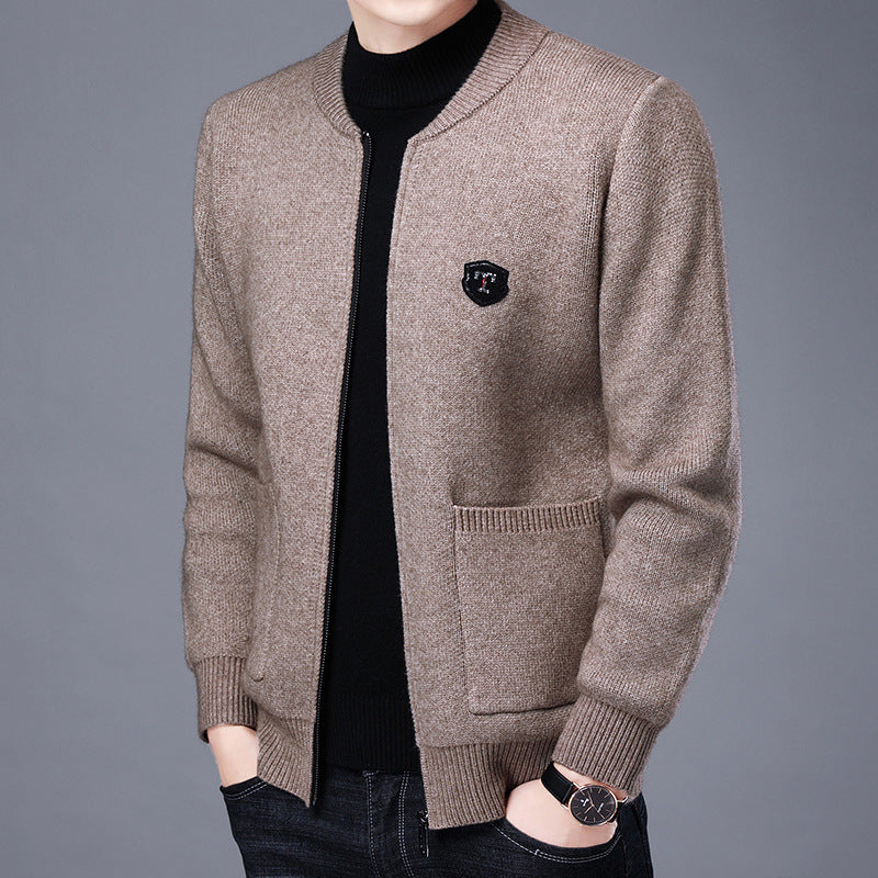 Herren Klassische Strickjacke mit Reißverschluss und aufgesetzten Taschen Drune