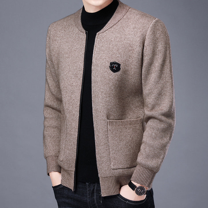 Herren Klassische Strickjacke mit Reißverschluss und aufgesetzten Taschen Drune
