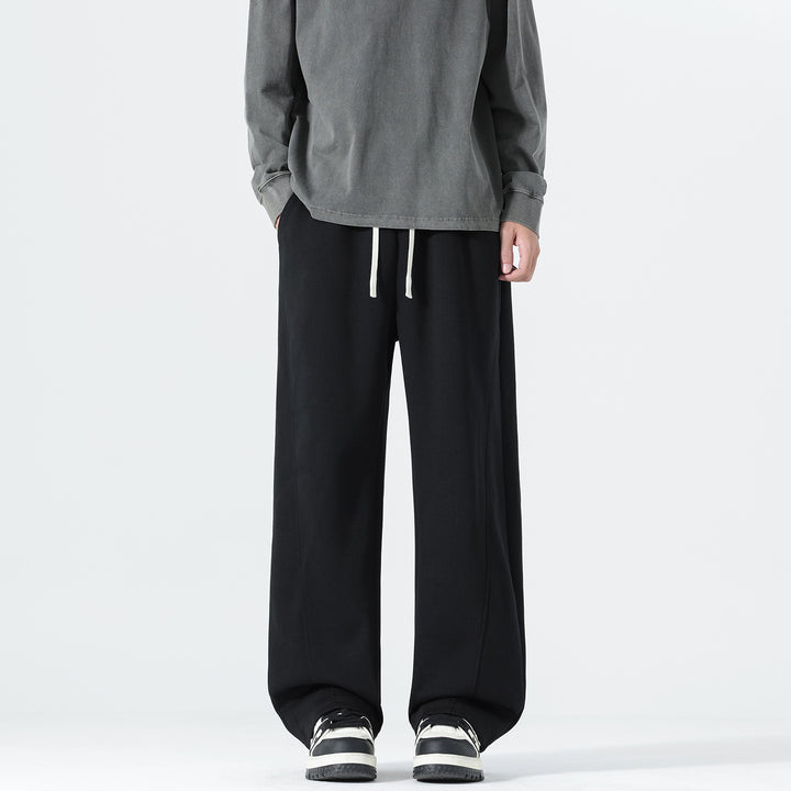 Herren Extraweite Sweatpants im Palazzo‑Look mit Tunnelzugbund und Seitentaschen Drune