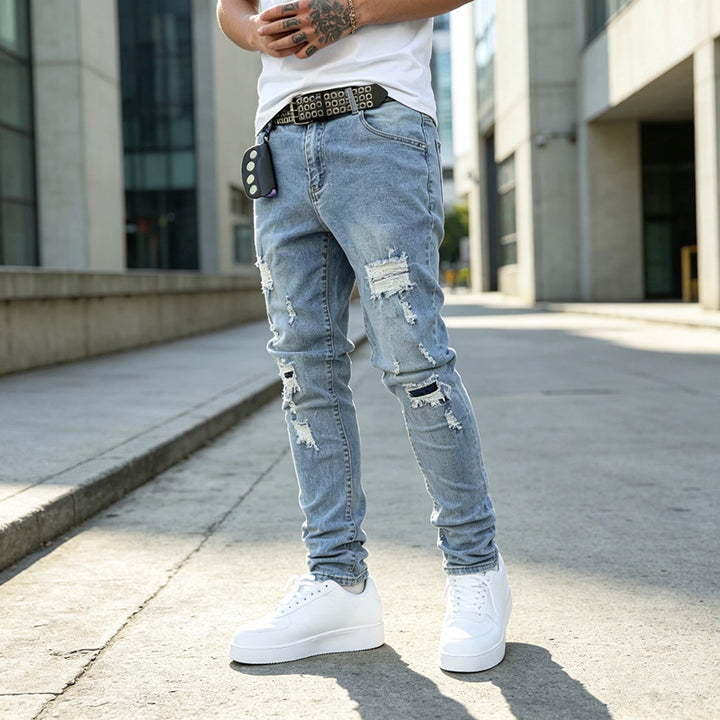Herren Enganliegende Ripped Jeans Drune