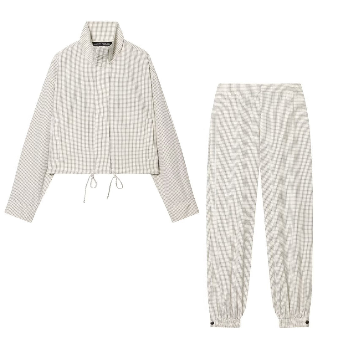 Damen Karierte Relaxed‑Joggerhose mit Gummibund, elastischen Bündchen und Druckknopfmanschetten Drune