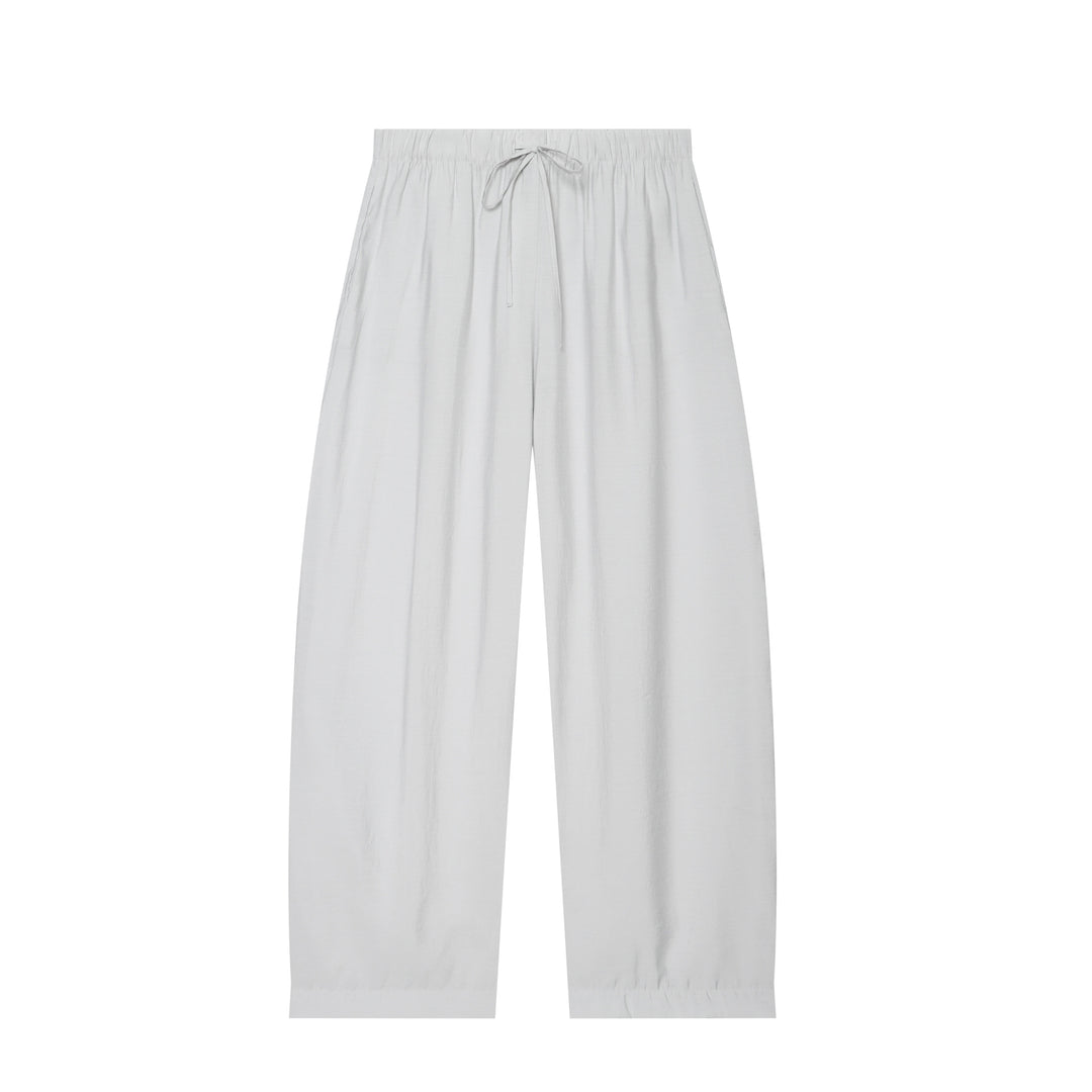Damen nan weite Leinenlook-Loungebuxe mit elastischem Bund und Kordelzug Drune