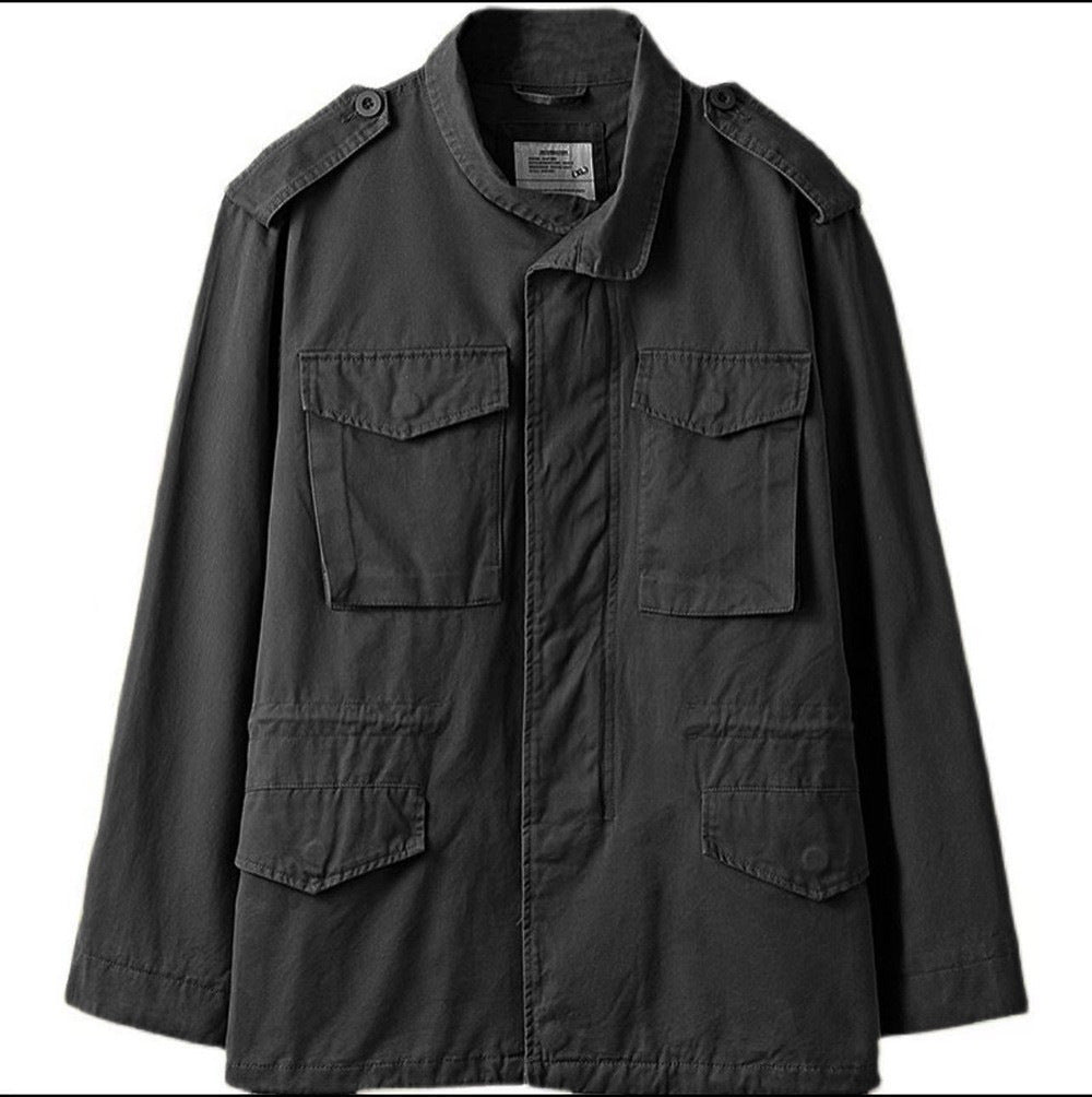 Herren nan leichte Baumwoll-Feldjacke mit aufgesetzten Taschen und Schulterklappen Drune