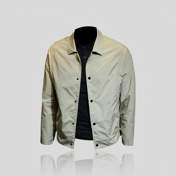 Herren Leichte Coachjacke mit Druckknopfleiste, Hemdkragen & windabweisender Mikrofaser Drune