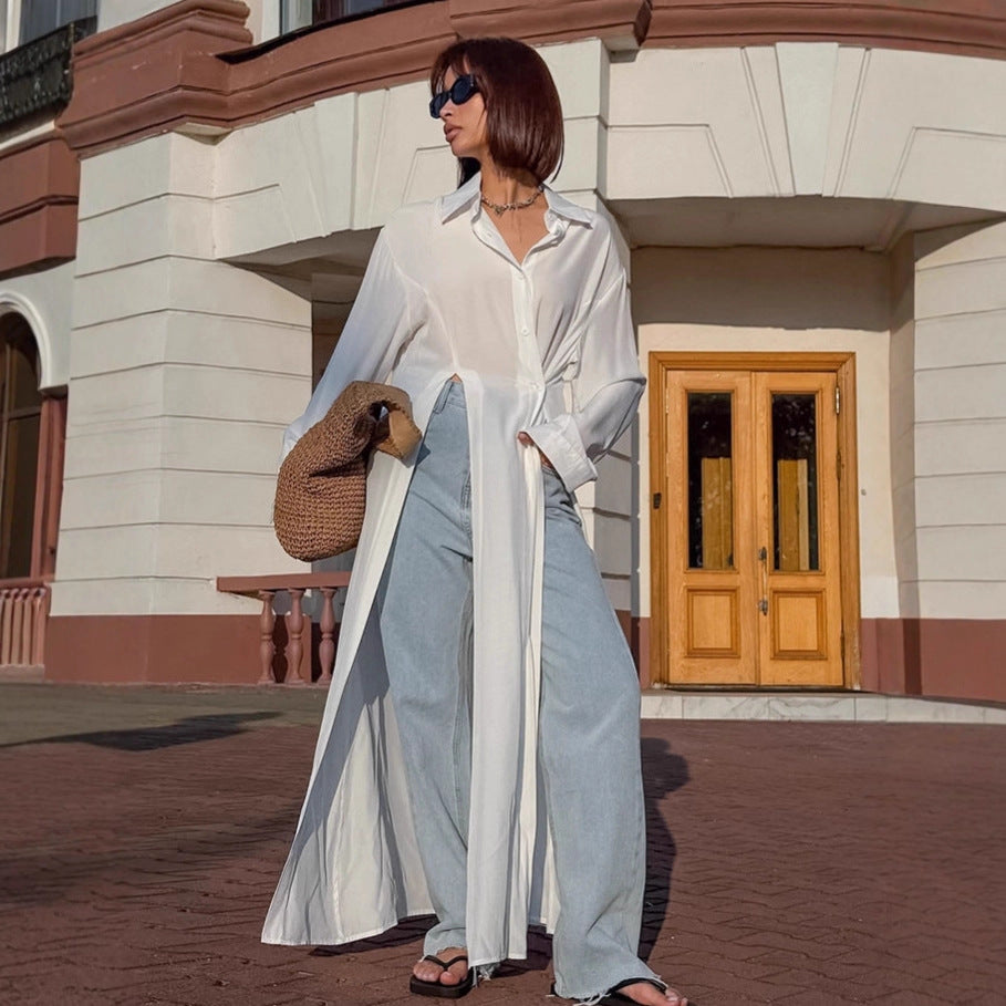 Damen Oversized Hemdbluse mit einzigartiger Taillierung Drune
