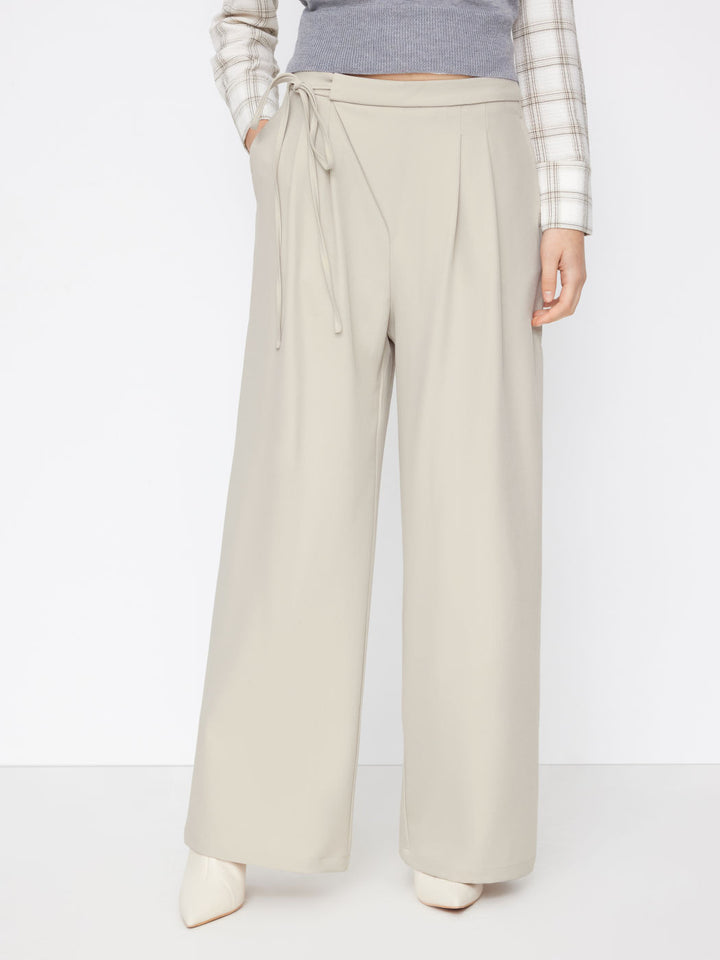 Damen Weite Nadelstreifen-Hose mit Wickel-Taille Drune