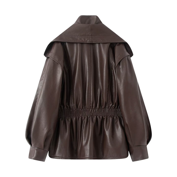 Damen elegante Bikerjacke mit lässigem Schnitt und voluminösen Ärmeln Drune
