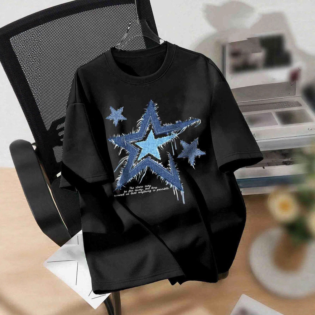 Damen T-Shirt mit trendigem Sternmotiv und lässiger Passform Drune