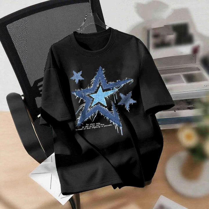 Damen T-Shirt mit trendigem Sternmotiv und lässiger Passform Drune