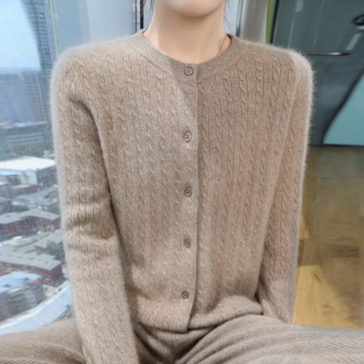 Damen Kurzgeschnitteter Feinstrick-Cardigan mit dezenter Struktur und Rundhalsausschnitt Drune