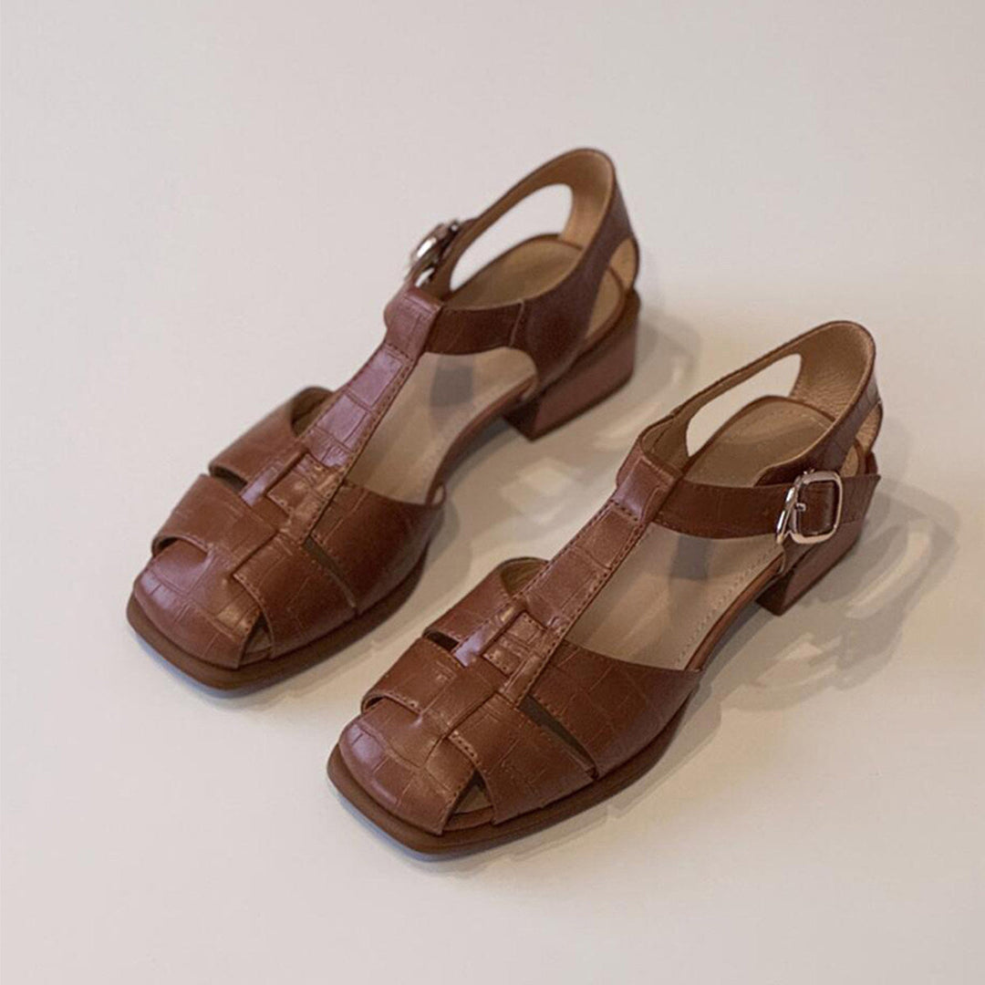 Damen Slingback Sandalen mit stilvollem Krokodillederdesign Drune