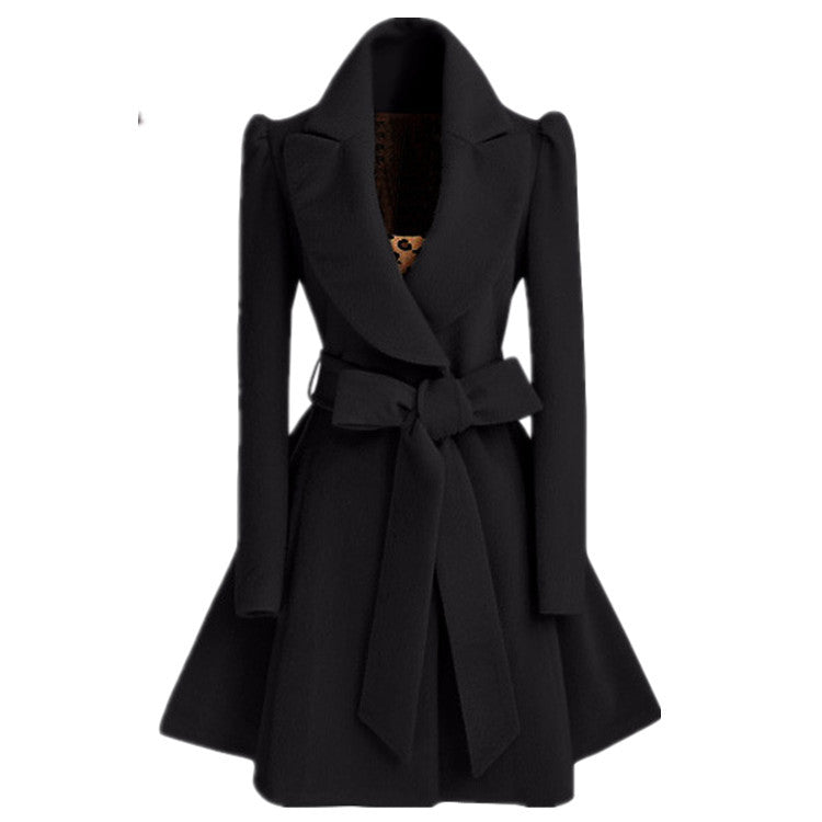 Damen modischer Trenchcoat mit tailliertem Schnitt und Gürtel Drune
