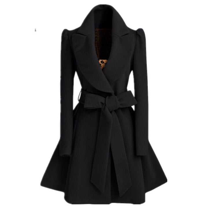 Damen modischer Trenchcoat mit tailliertem Schnitt und Gürtel Drune