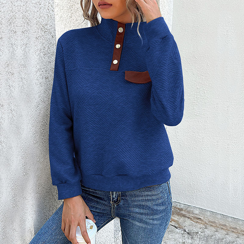 Damen Trendiger Pullover mit Stehkragen und geometrischem Muster Drune