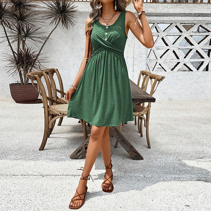 Damen lässiges Midikleid mit knöpfen und figurbetontem Design Drune