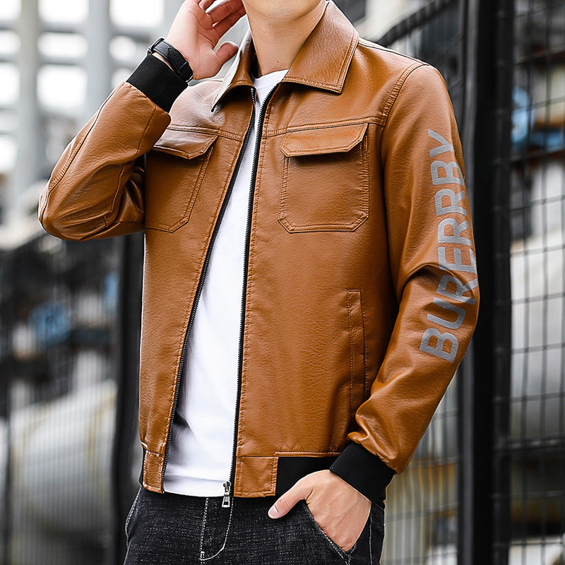 Herren Kunstleder‑Pilotenblouson im Aviator‑Stil mit Brustklappen und Rippbündchen Drune