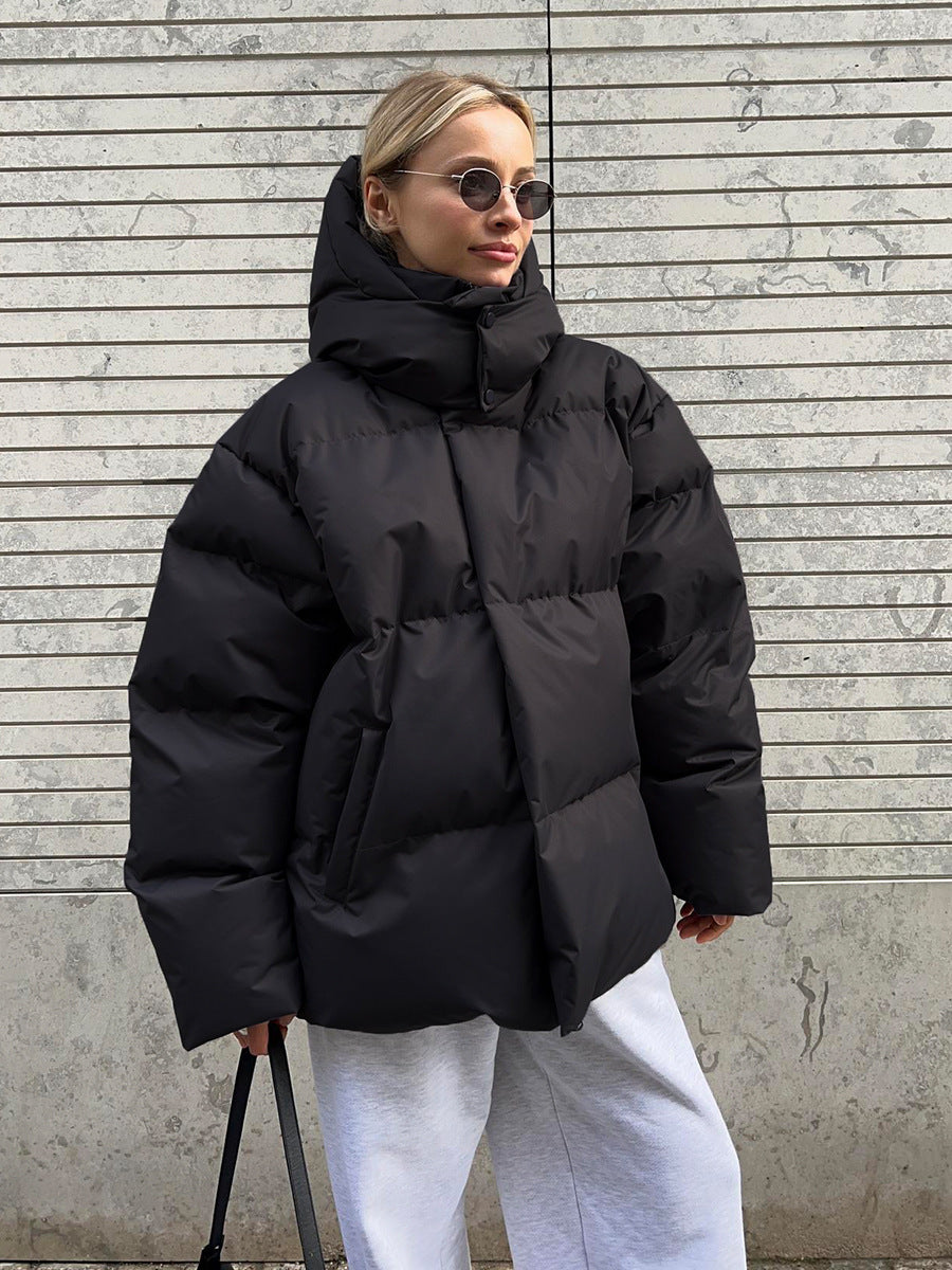 Damen sportliche Daunenjacke mit hohem Kragen und voluminösem Schnitt Drune