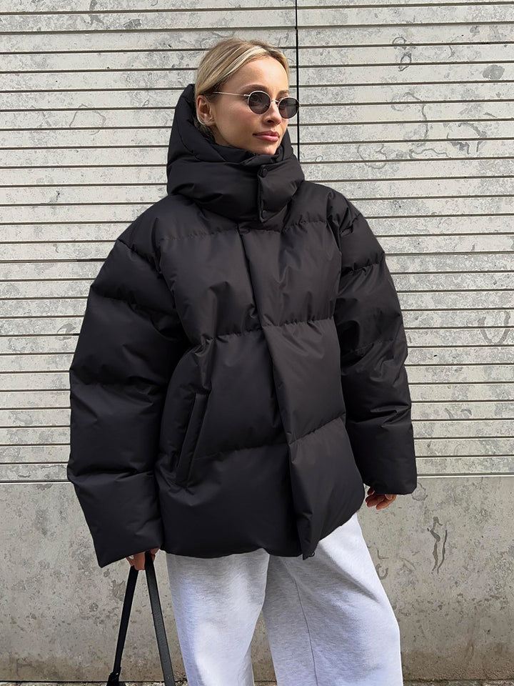 Damen sportliche Daunenjacke mit hohem Kragen und voluminösem Schnitt Drune