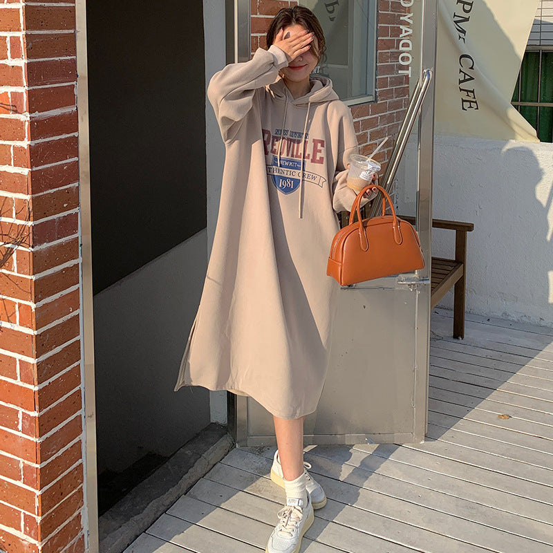 Damen Hoodie-Kleid mit lässigem Schnitt und stylischem Grafikdruck Drune