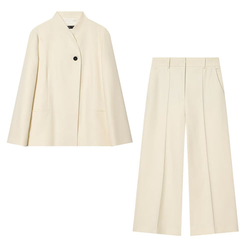 Damen Zweiteiliges Anzugs-Set mit Oversize-Longblazer und High-Waist Bundfaltenhose Drune