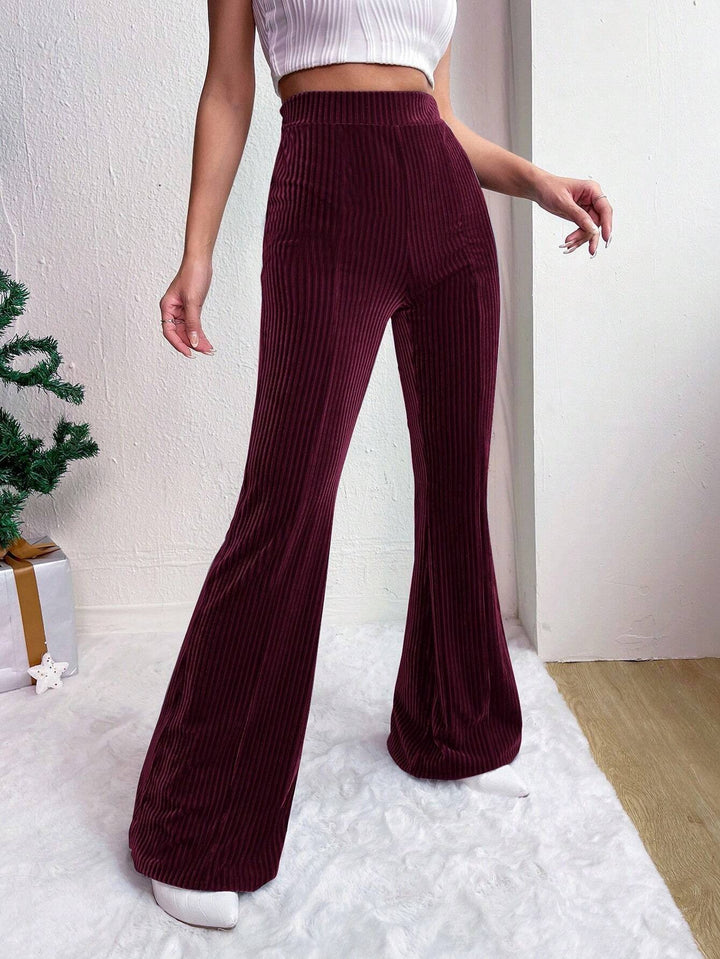 Damen Elegante und bequeme Samthose mit vertikalen Streifen Drune