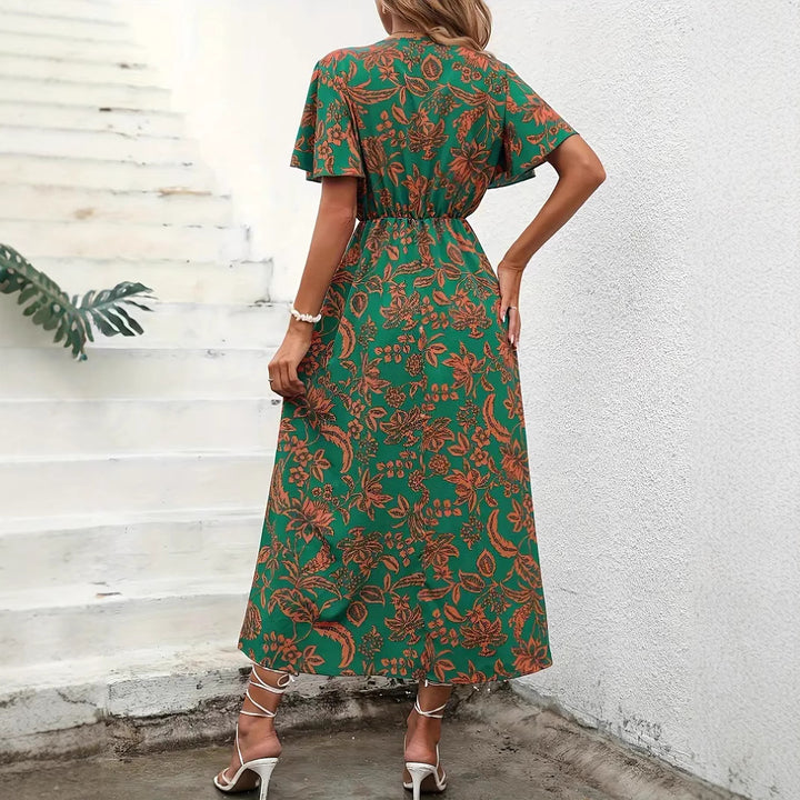Damen Elegantes Maxikleid mit floralem Print und Taillierung Drune