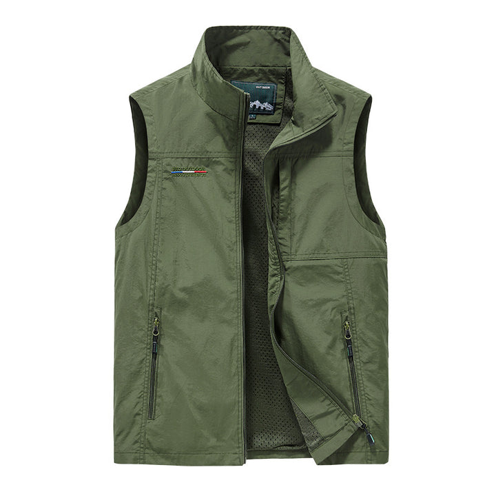 Herren warme Outdoor‑Weste mit Teddyfutter und mehreren Reißverschluss‑Taschen Drune
