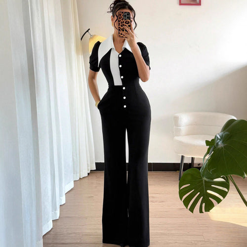 Damen Jumpsuit mit eleganter Kragenpartie und figurbetontem Schnitt Drune