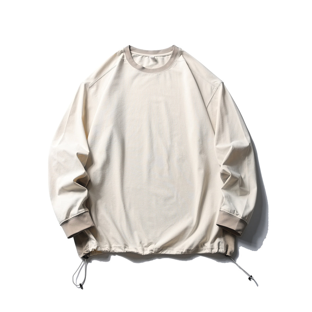 Unisex Oversize-Fleecepullover mit Kordelzugsaum und Kontrastkragen Drune