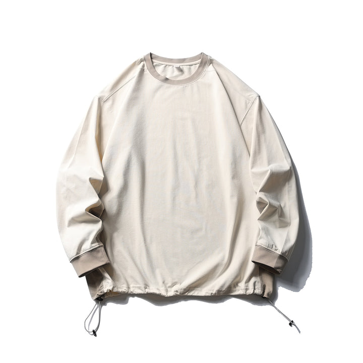 Unisex Oversize-Fleecepullover mit Kordelzugsaum und Kontrastkragen Drune