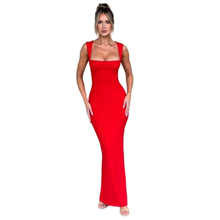 Damen Elegantes Langarm-Bodycon-Kleid mit quadratischem Ausschnitt und figurbetontem Schnitt Drune
