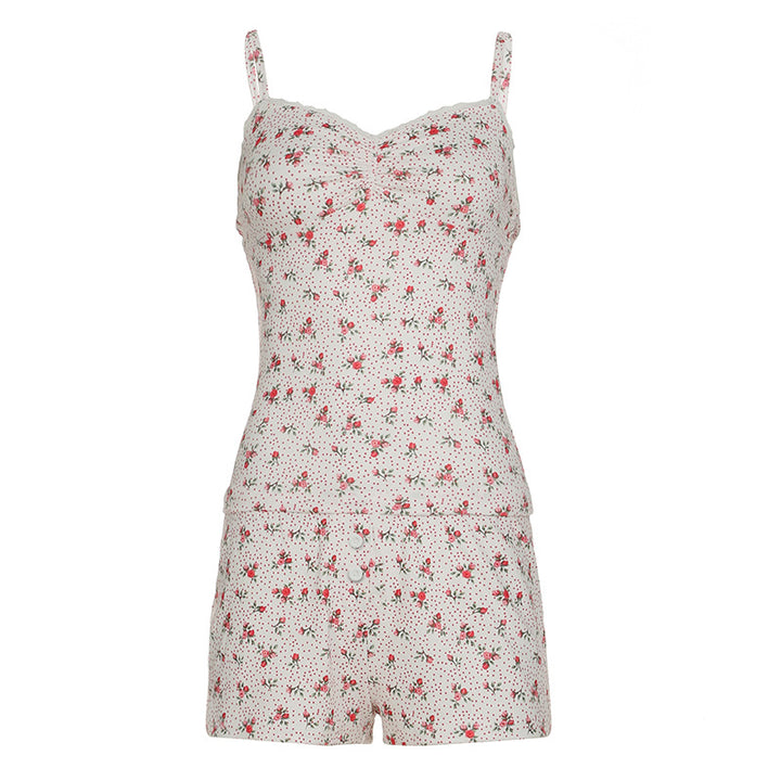 Damen Schlafanzug-Set mit verspieltem Blumenmuster und komfortablem Schnitt Drune