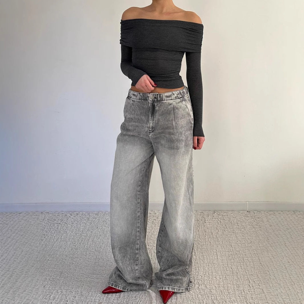 Damen Lässige Jeans mit weitem Schnitt Drune