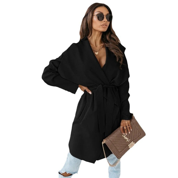 Damen lässiger Oversize-Mantel mit Wickelgürtel Drune