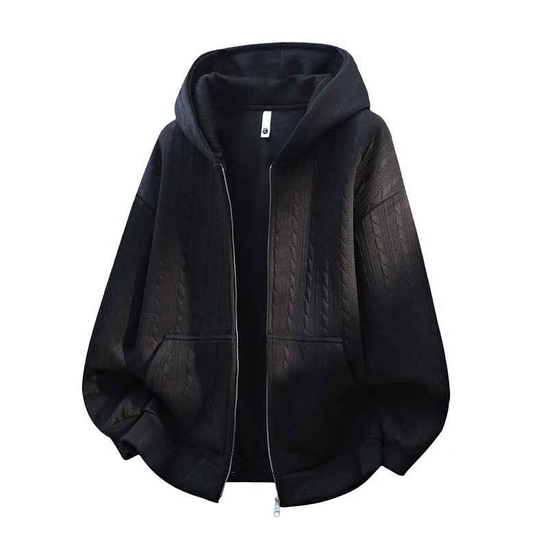 Damen Oversize Strick‑Kapuzenjacke mit Zopfmuster, Reißverschluss & Kängurutaschen Drune