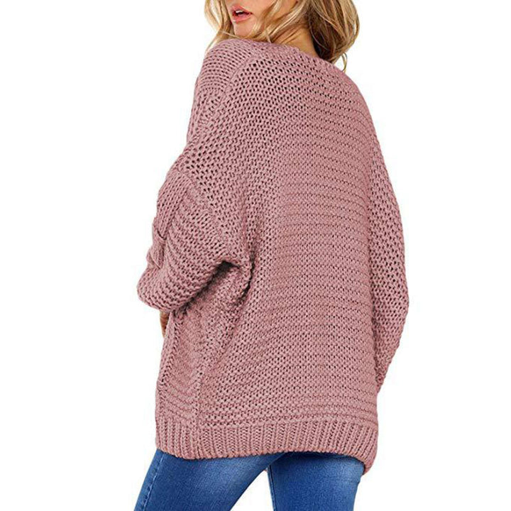 Damen Grobstrick Cardigan mit lässiger Silhouette und Knotendetails Drune