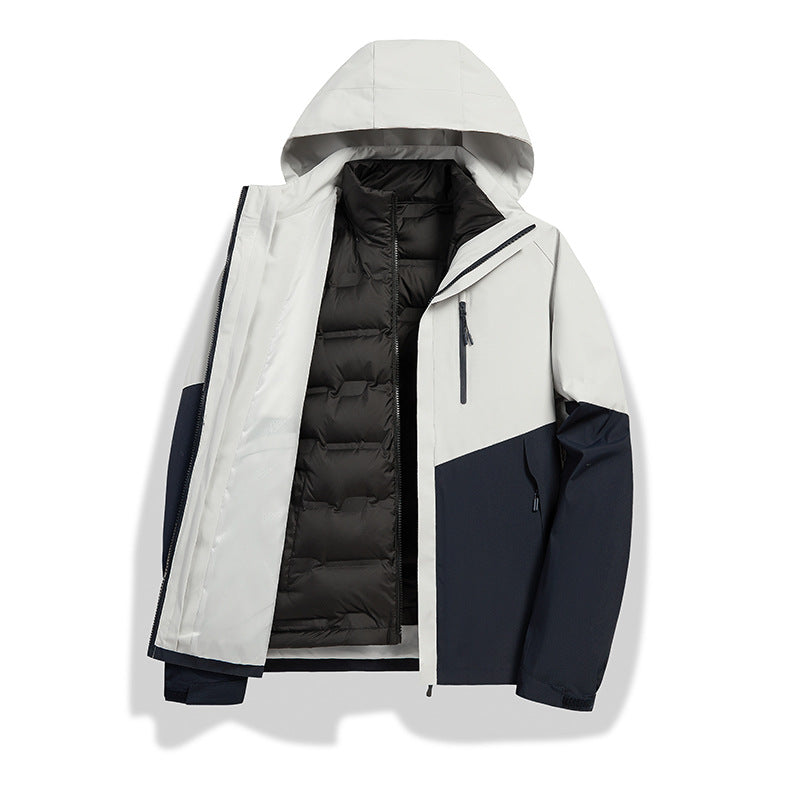 Damen 2-in-1 wasserdichte Winterjacke mit abnehmbarer Daunen-Innenweste Drune
