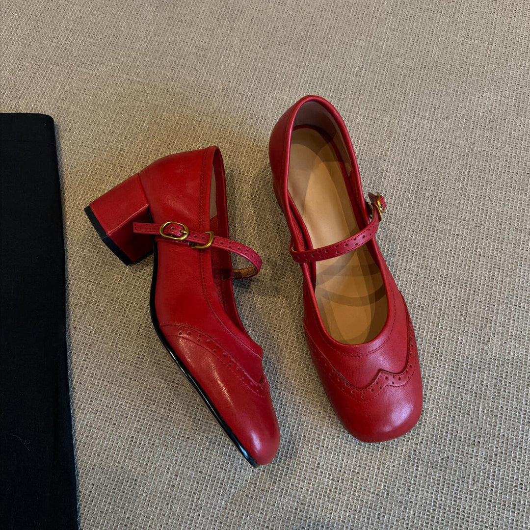Damen elegante Mary Janes mit modischem Riemen und hochwertiger Ledersohle Drune