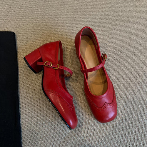 Damen elegante Mary Janes mit modischem Riemen und hochwertiger Ledersohle Drune