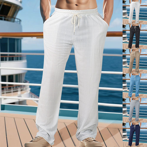 Herren Leichtgewichtige Struktur-Loungehose mit elastischem Tunnelzugbund und geradem Relaxed-Fit Drune