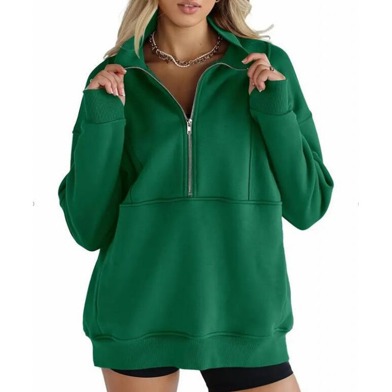 Damen Sweatshirt mit halbem Reißverschluss und oversized Schnitt Drune