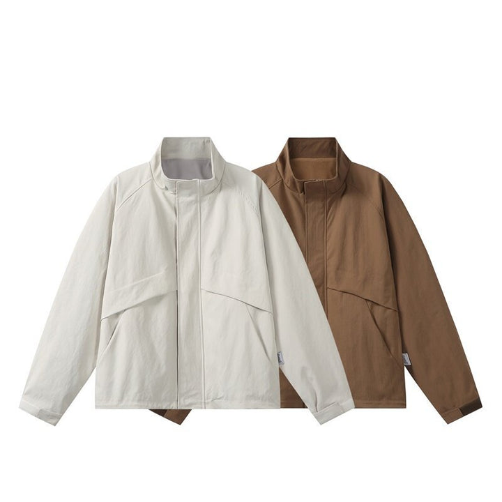 Herren Leichte Übergangsjacke im minimalistischen Field‑Style mit hohem Stehkragen und verdeckter Frontblende Drune