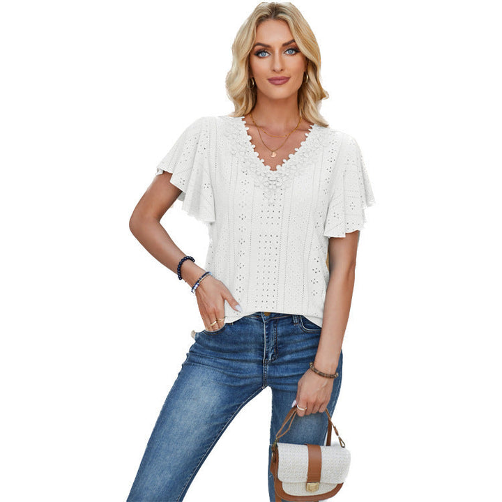 Damen Spitzenshirt mit Volants Drune