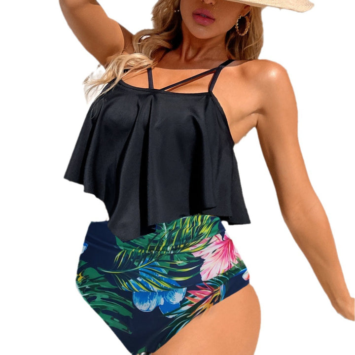 Damen Hochtailliertes Bikini-Set mit asymmetrischem Oberteil Drune