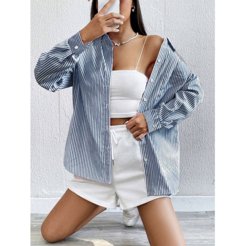 Damen Oversize Hemd mit feinen Streifen Drune