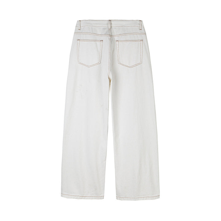 Damen Weite High-Waist Culotte-Jeans mit sichtbaren Kontrastnähten Drune